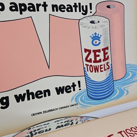Vintage Advertising Signs 1950s - Zee Tissue Crown Zellerbach Canada Limited - Picture 8 of 13